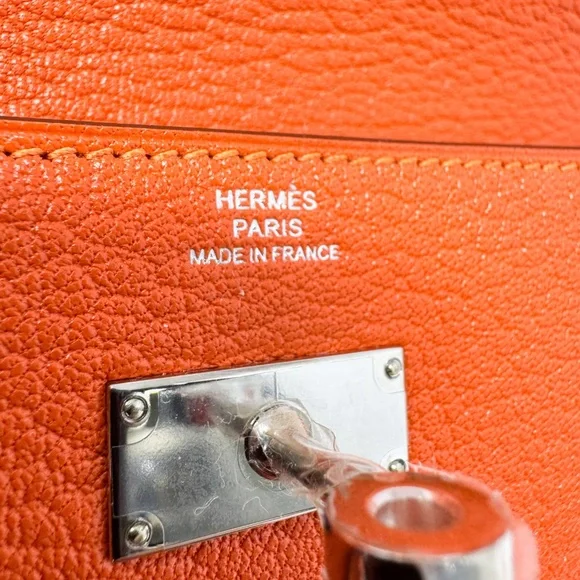 Hermes PHW Chevre Orange Poppy Kelly Longue Wallet - Picture 8 of 10
